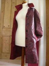 Beth Terrell Reversible Leather Coat Mac Trench 24 26 28 Leopard Red Long Real
