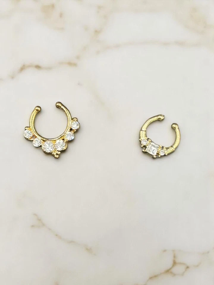 Due Piercing finto per il naso NO FORO in Acciaio chirurgico con veri zirconi - Immagine 3 di 4