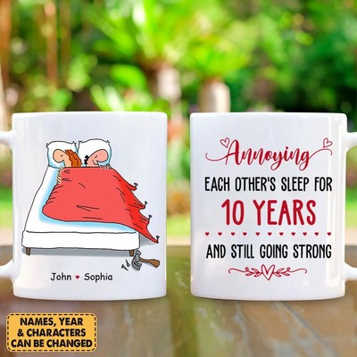 Personalized Custom Mug For Husband Wife - Annoying Each Other Sleep For Years