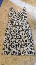 Ann Taylor Taupe Brown Animal Print Sleeveless Dress Surplice Ruched sz 0 $198