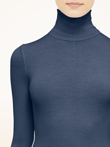 Wolford Merino Fine Rib Pullover • L • dust blue .. Ultra-weich, gerippter Look - Bild 6 von 10
