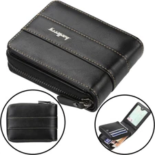 Zipper Bifold Wallet for Men Womens RFID Safe Credit Card Holder Large Capacity