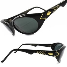 Classic Vintage 70s 80s Old Fashioned Party Costume Womens Black Oval Sunglasses