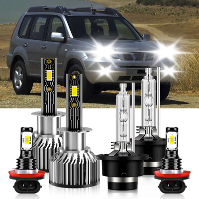 For Nissan X-Trail 2011-2014 HID LED Headlight Bulb High Low Beam + Fog Light