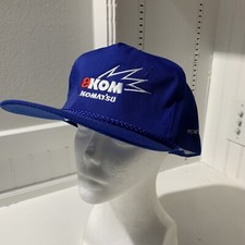 Vintage Komatsu eKom Company Hat Leather Strap Back Embroidered Logo New