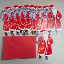 Lot 10 - Vintage Christmas Santa Greeting Card Die Cut American Greeting Corp