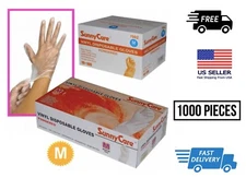 10  x 10 =1.000 pcs Vinyl Gloves Powder free SunnyCare MEDIUM Fast Ship LAST ONE