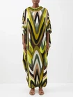 Multi Printed Kaftan, Party Wear, Soft Silk Crepe, Stylist Caftan J5789