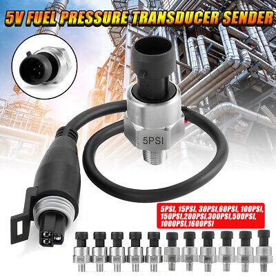 Pressure Transducer Sender Sensor for Oil Fuel Air Water 1/8NPT Thread Stainless Steel Sensor 30Psi 100Psi 150Psi 200Psi 300Psi 500Psi 200 Psi 