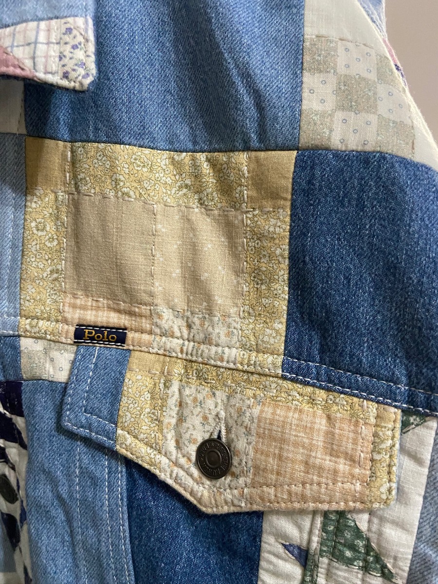 Polo Ralph Lauren Quilted Patchwork Trucker Denim Jacket Floral