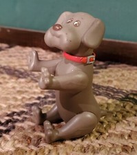 Vintage 1986 Pound Puppies Grey Puppy Dog Vinyl w/Red Collar Poseable Figure 4  