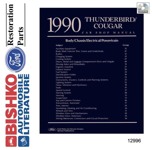 1990 Ford Thunderbird, Cougar Shop Service Repair Manual CD