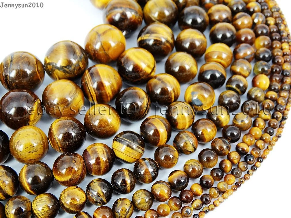 Natural Tiger Eye Stone Beads, Round, about 2mm, 3mm, Length 15”