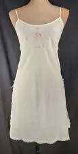Val Mode Medium Gown Ivory Chemise SHEER SEXY Embroidered Floral VTG 80s UNWORN!