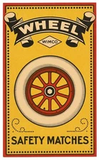 Antique, Unused WHEEL SAFETY MATCH CRATE LABEL, Wimco, Yellow