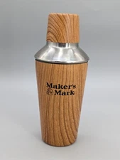Makers Mark Bourbon Faux Wood Grain Stainless Steel Cocktail Shaker