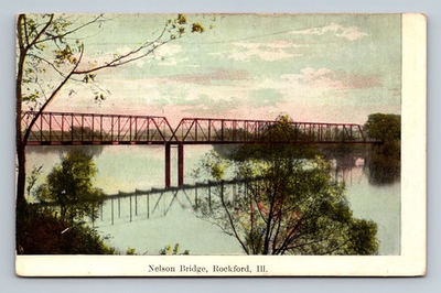 #ad RockfordIL Nelson Bridge Winnebago County Illinois Vintage Postcard $5.98