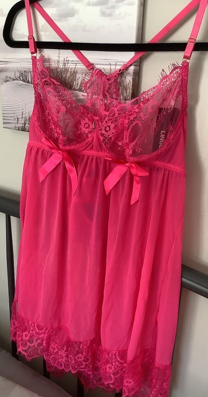 Pink Mesh And Lace Babydoll, Large