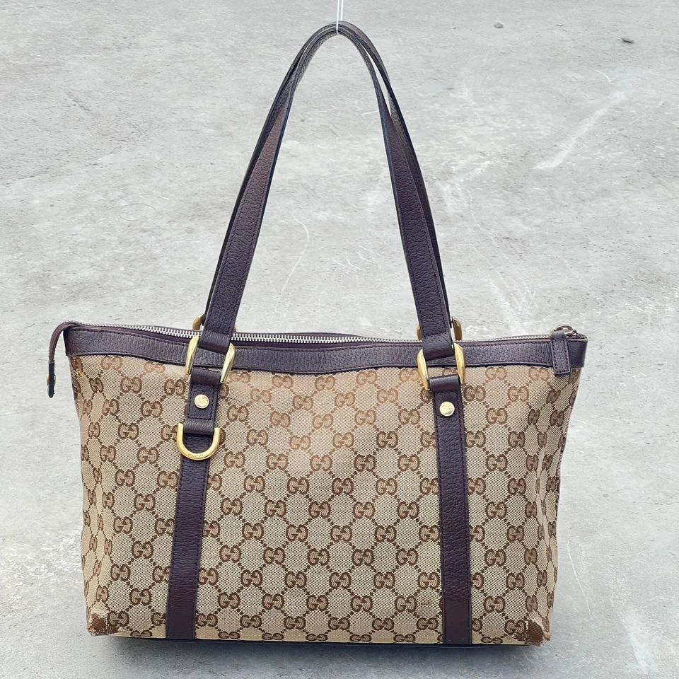 Gucci | Auténtico Bolso de Hombro Vintage Monograma GG Cuero Lona Marrón Beige Foto 4 de 4