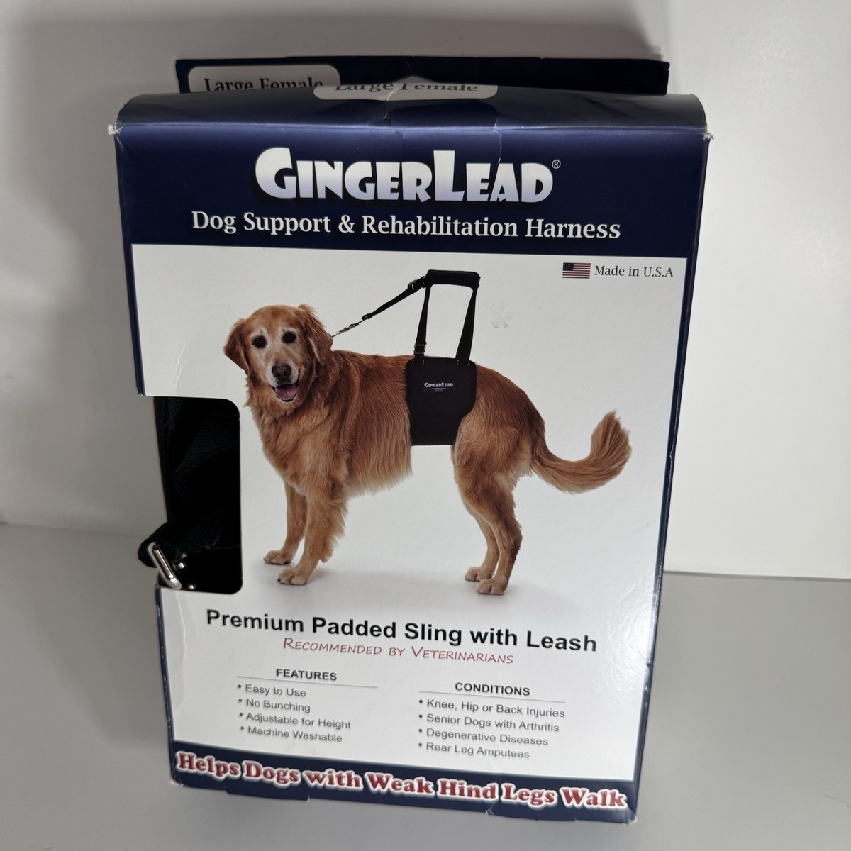 Ginger Lead Dog Support Rehabilitation Harness For Large Female