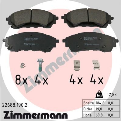Zimmermann BremsbeläGe Bremsbelagsatz Scheibenbremse FüR Ford Ranger TKE-image
