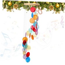 Sea Glass Shell Wind Chimes for Outside Seaglass Capiz Windchime Colorful