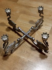 Elegant Swan Silver Plated 4-Point Candelabra/ Candleholder Centerpiece, 6" Tall