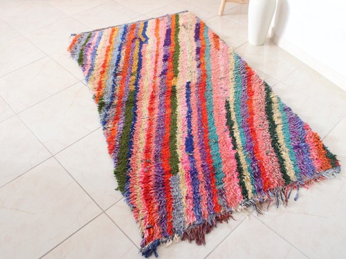 3x6 Vintage Moroccan Berber Handmade Wool Area Rug - Berber Shag Wool Carpet - Picture 10 of 10