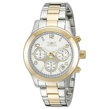 Reloj pulsera Invicta para mujer ángel cronógrafo esfera tono plata y oro 19219