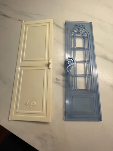 Vintage Barbie Grand Hotel Replacement Blue Screen Door & White closet door