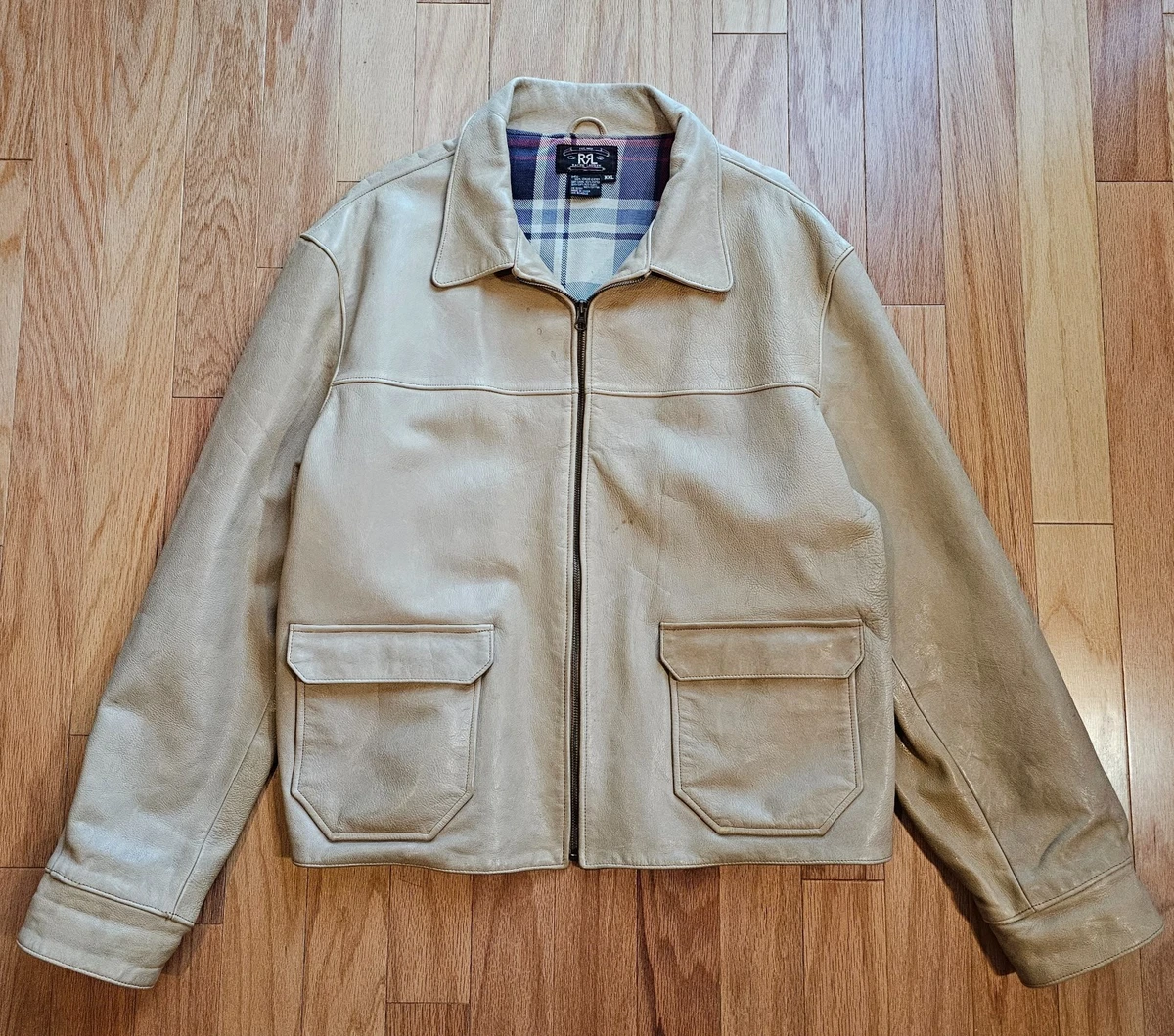 90s Ralph Lauren Leather Jacket XXL クリーム s-l1200.webp
