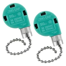  ZE-268s6 Ceiling Fan Switch Zing Ear Nickel Pull Chain 3 Speed 4 Wire Silver