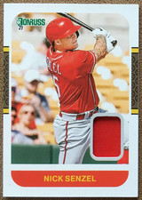 2021 Donruss Retro 1987 Materials Rookie Relics #87M-NS Nick Senzel Reds Jersey