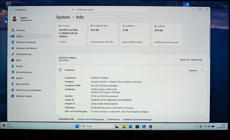 Lenovo ThinkPad P14s G1 · i7-10510U · 16GB · 1TB, Foto 2 von 5