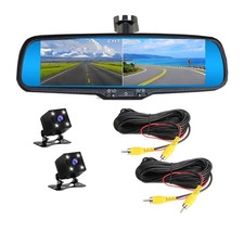 4.3" 2 Split Screen Mirror Monitor Car Reverse Front Side View Backup Camera Kit