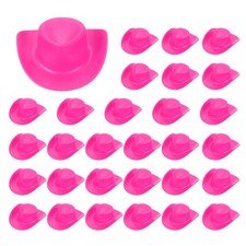 Mini Cowboy Hat, Plastic Rose Red Mini Cowboy Hats for Crafts 30 Pcs