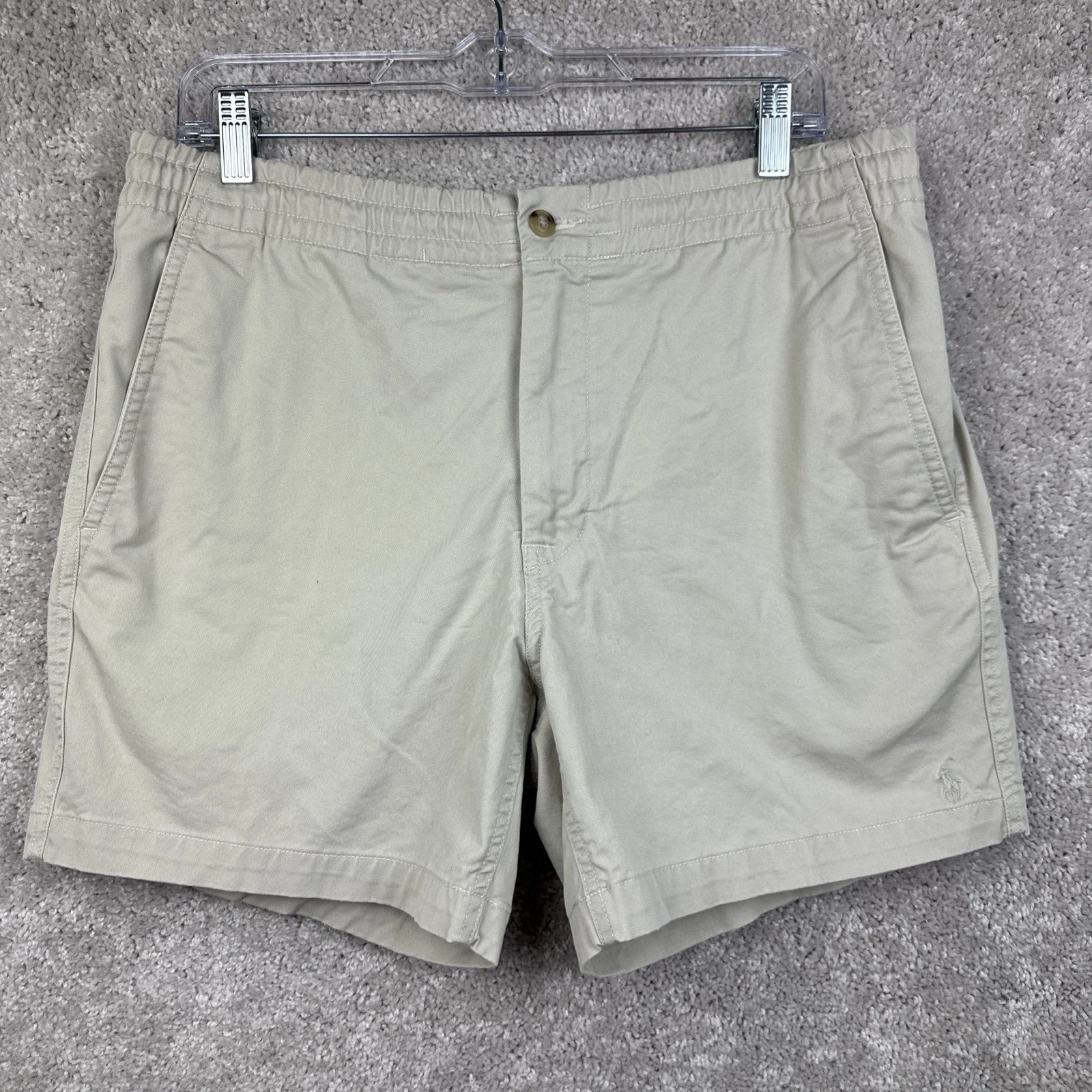 Polo Ralph Lauren Shorts Mens M Beige Stretch Classic Fit Chino Casual 5 Inseam