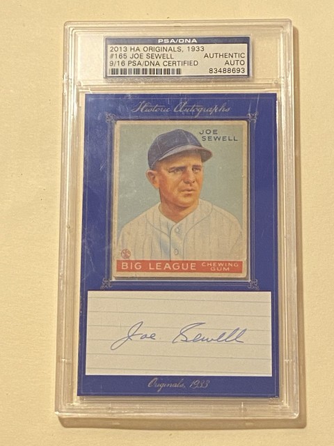PSA DNA 2013 HA Originals 1933 Goudey Joe Sewell #165 Auto 9/16 HOF Autograph