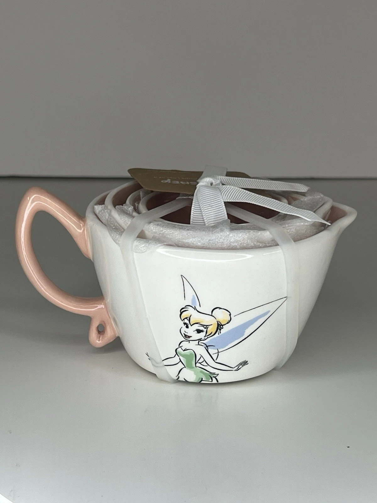 Rae Dunn Disney Tinker Bell Measuring Cups Pink Handle Set of 4 - NEW w/Tags