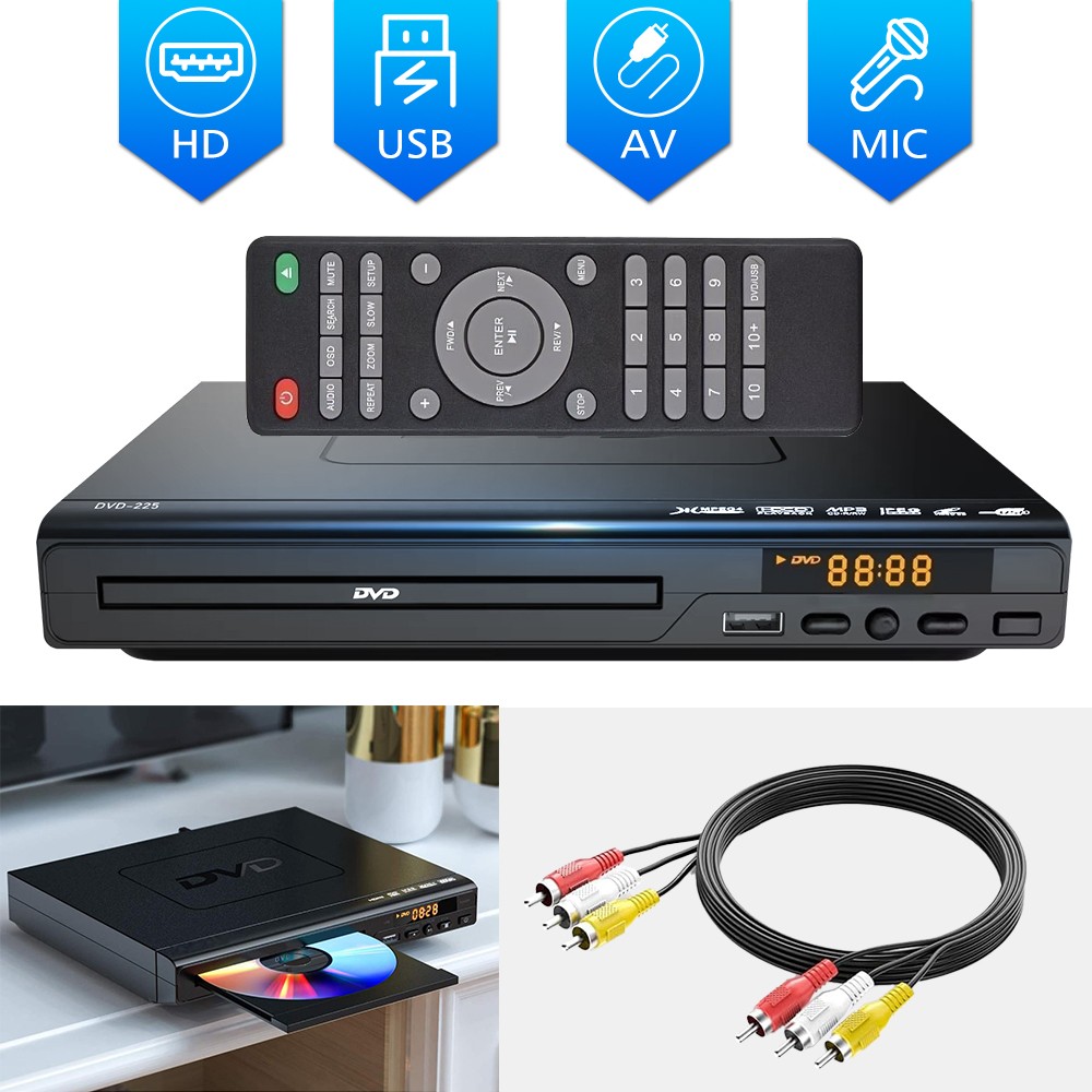 2026 DVD Player All Region Free DVD CD Disc Player AV Output USB