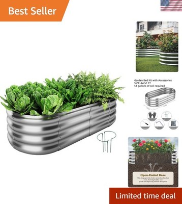 Galvanized Metal Raised Garden Bed Kit, 4x2x1ft Outdoor Planter Box, Garden G...
