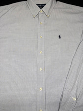 Ralph Lauren Mens Polo Blake Button Front Long Sleeve Blue White Plaid Shirt XL