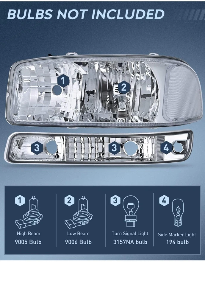 Juego de faros Nilight-111303 para GMC Sierra 1500-2500 1999-2006 Foto 2 de 4