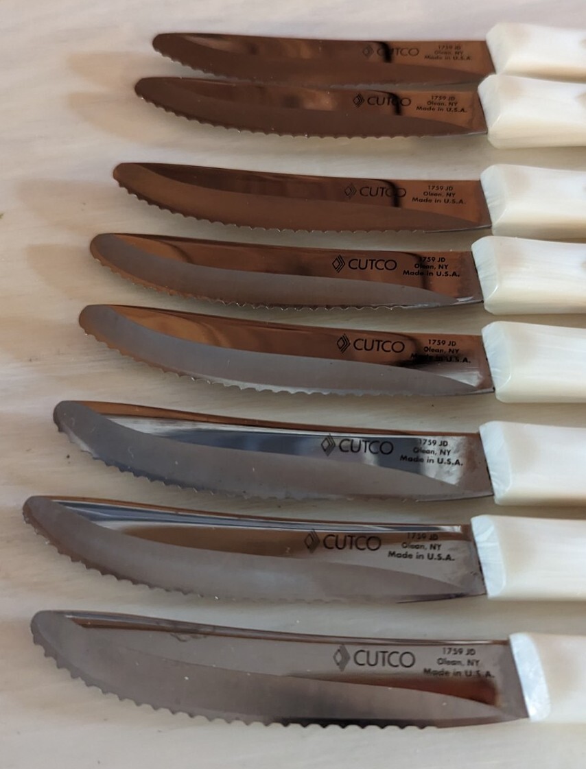 Set Of 8 Vintage Cutco Steak Knives 1759 Pearl Handle Made In USA