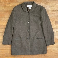 Vintage Long Wool Blend Blazer Size Large 1990s Textured Woven Sport Coat Jacket