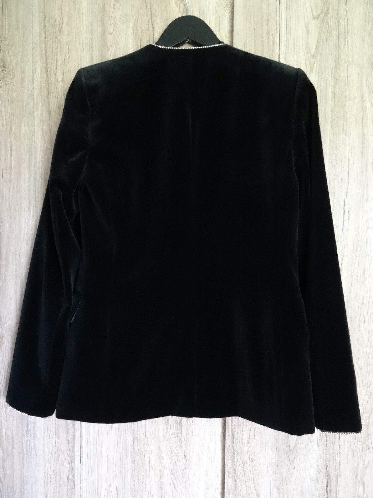 ZARA BLACK VELVET RINESTONE DOUBLE-BREASTED BLAZER SIZE M image 10