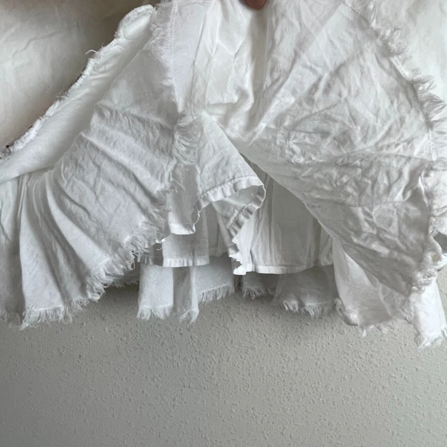 Falda Odille Blanco Apliques Dobladillo Crudo Talla 2 Algodón Seda Foto 3 de 4