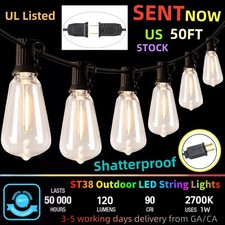 Outdoor String Light 50ft LED Warm Edison String Lights Outdoor Lighting,US Ship