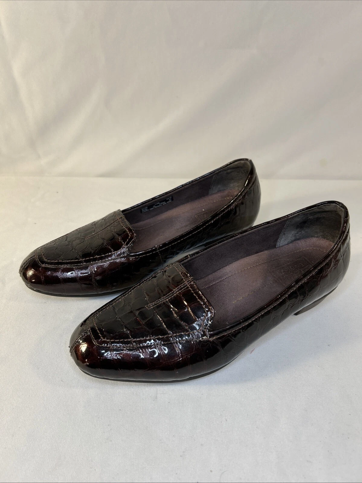 CLARKS Mocassini Clark’s donna taglia 7 5W marrone motivo coccodrillo tomaia in pelle