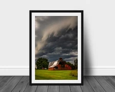 Iowa barn photography print stormy sky photo rural Midwest farm wall art picture